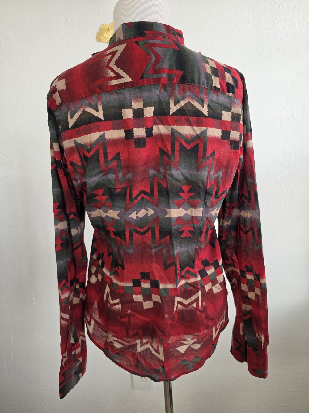 Lauren Ralph Lauren Western Aztec Ruffle Button Down Shirt S - Picture 8 of 9